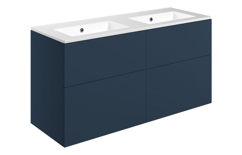 Violet 1210mm Wall Hung 4 Drawer Basin Unit & 0TH Basin - Matt Deep Blue - KPSB111329