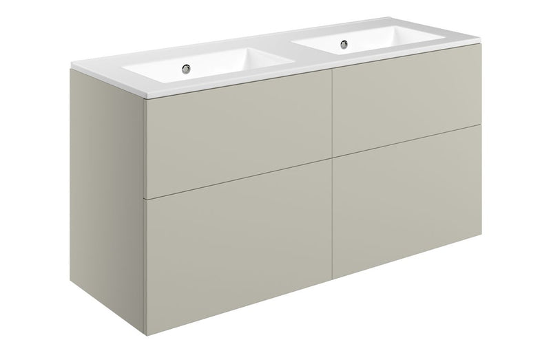 Violet 1210mm Wall Hung 4 Drawer Basin Unit & 0TH Basin - Matt Latte - KPSB111331