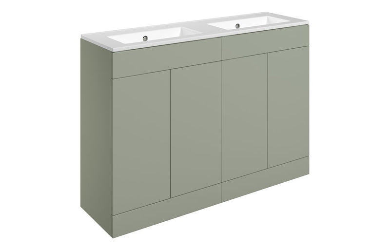 Violet 1210mm Floor Standing 4 Door Basin Unit & 0TH Basin - Matt Olive Green - KPSB111332