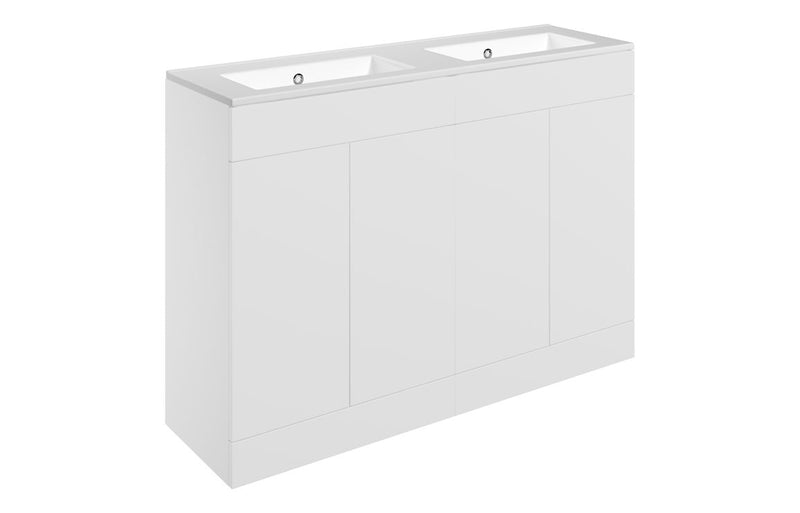 Violet 1210mm Floor Standing 4 Door Basin Unit & 0TH Basin - Matt White - KPSB111334