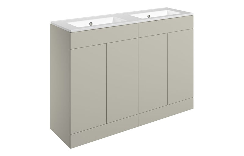 Violet 1210mm Floor Standing 4 Door Basin Unit & 0TH Basin - Matt Latte - KPSB111335
