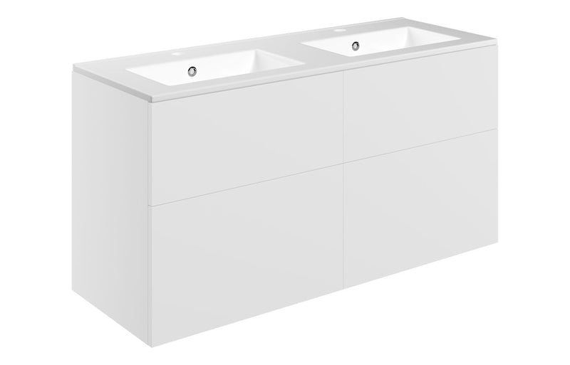 Violet 1210mm Wall Hung 4 Drawer Basin Unit & 2TH Basin - Matt White - KPSB111338