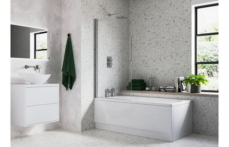 1400mm Radius Bath Screen - Chrome - KPSB111428