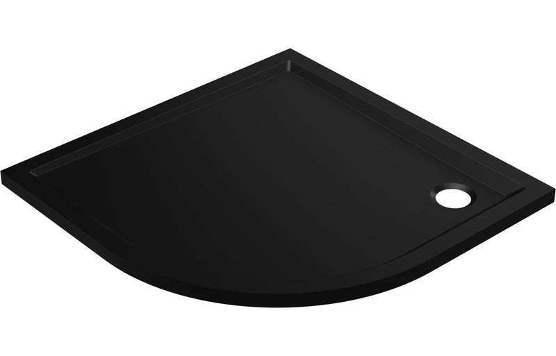 40mm Low Profile 800mm Quadrant Tray & Waste - Matt Black - KPSB111432