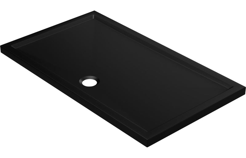 40mm Low Profile 1200x800mm Rectangular Tray & Waste - Matt Black - KPSB111436