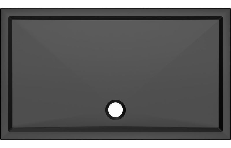 40mm Low Profile 1400x800mm Rectangular Tray & Waste - Matt Black - KPSB111437