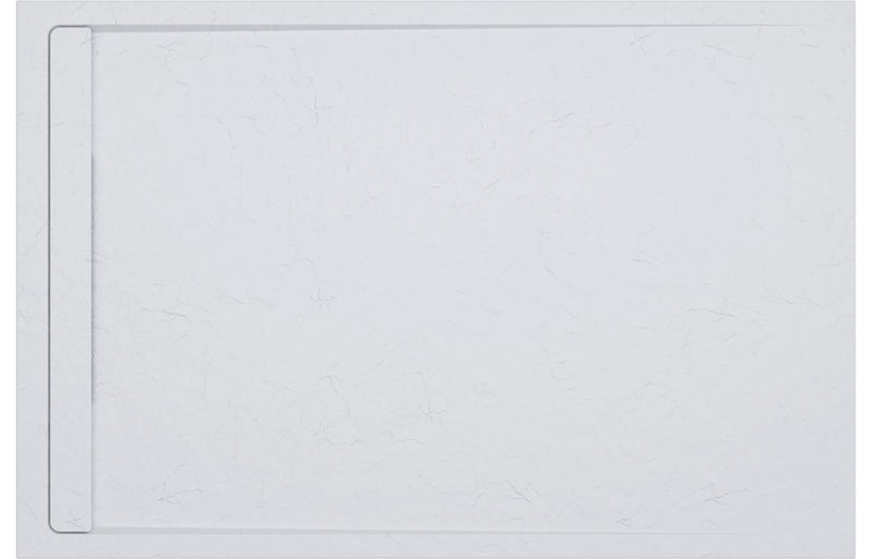 30mm Linear Slate 1200x800mm Rectangular Tray & Waste - White - KPSB111444