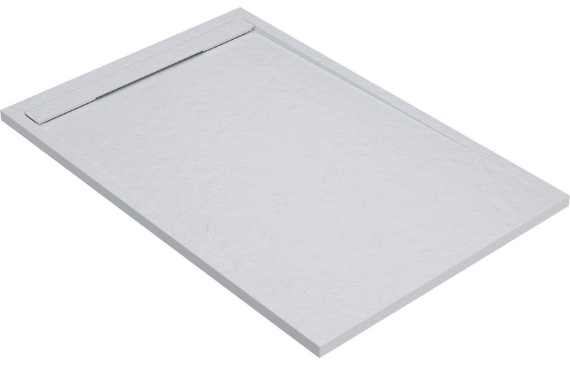 30mm Linear Slate 1400x800mm Rectangular Tray & Waste - White - KPSB111445