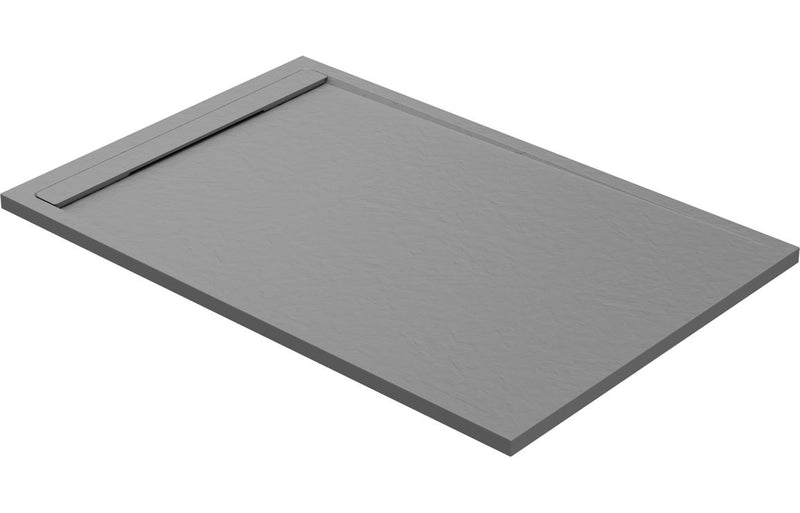 30mm Linear Slate 1000x800mm Rectangular Tray & Waste - Grey - KPSB111449