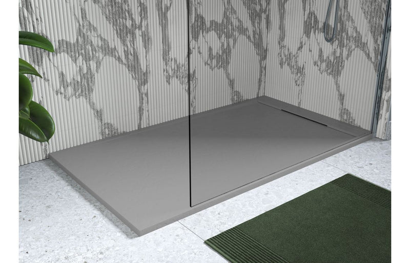 30mm Linear Slate 1000x800mm Rectangular Tray & Waste - Grey - KPSB111449