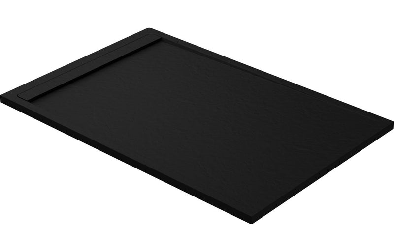30mm Linear Slate 1200x800mm Rectangular Tray & Waste - Black - KPSB111456