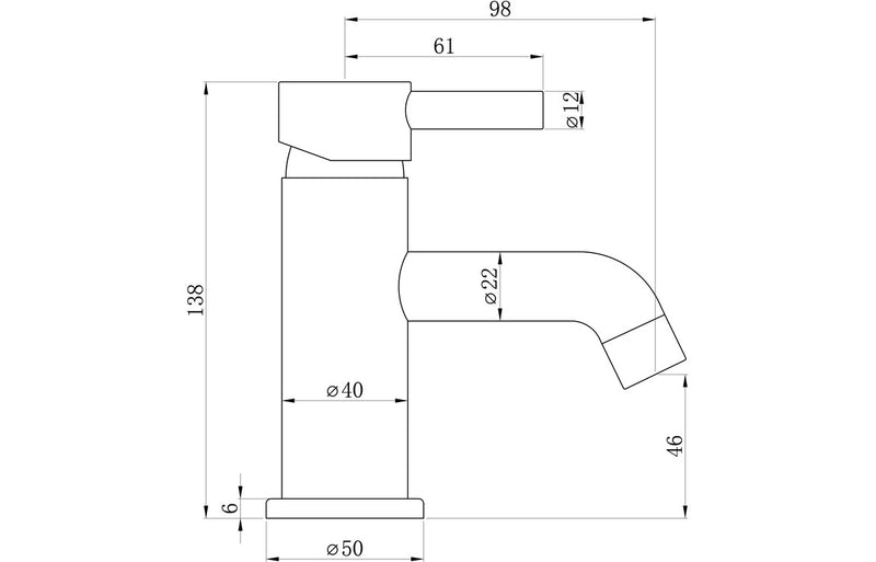 Lavant Cloakroom Basin Mixer & Waste - Matt Black 1.5 Bar - KPSB111499