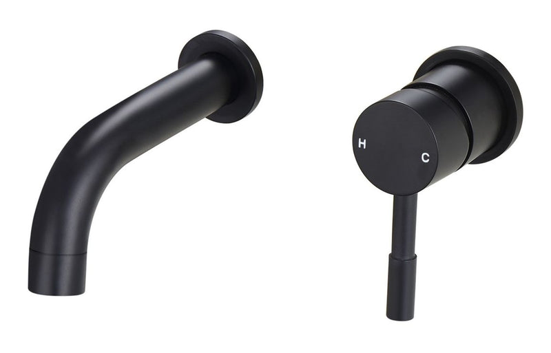 Lavant 155mm Wall Mounted Basin Mixer - Matt Black 1.0 Bar - KPSB111500