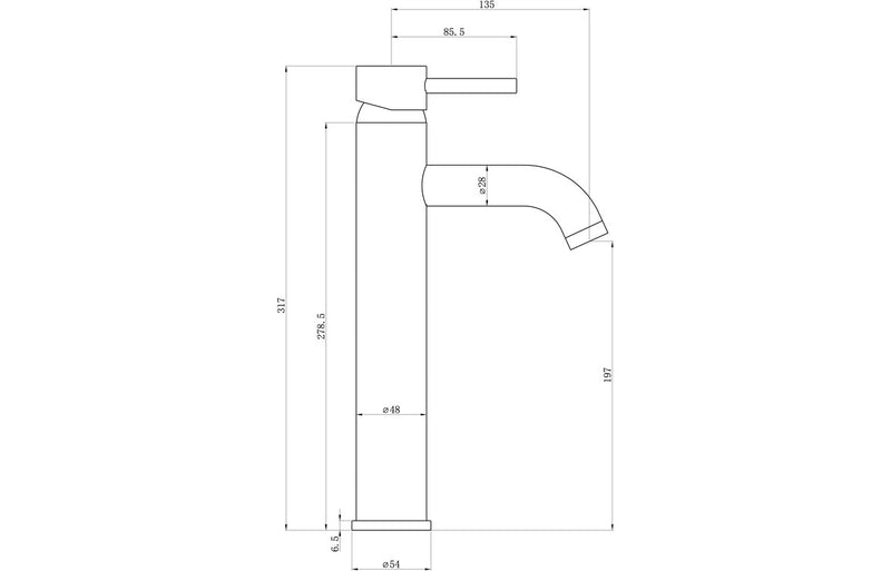 Lavant Tall Basin Mixer - Matt Black 1.0 Bar - KPSB111501