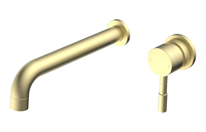 Lavant 220mm Wall Mounted Basin Mixer - Brushed Brass 1.0 Bar - KPSB111504