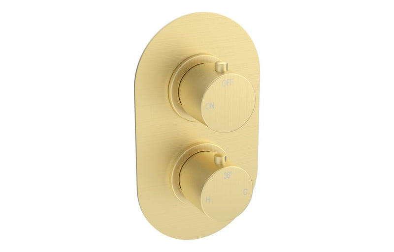 Hydro Thermostatic Single Outlet Twin Shower Valve - Brushed Brass - KPSB111559