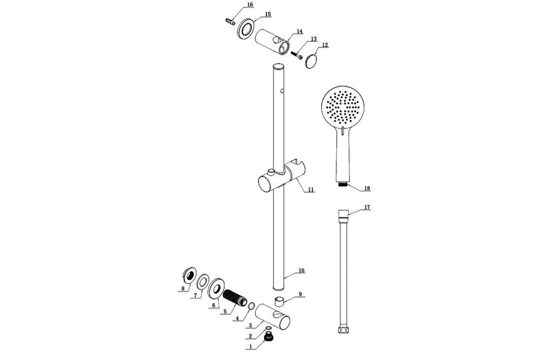 Hydro Round Riser Rail Kit w/Elbow & 3 Mode Handset - Brushed Bronze - KPSB111565