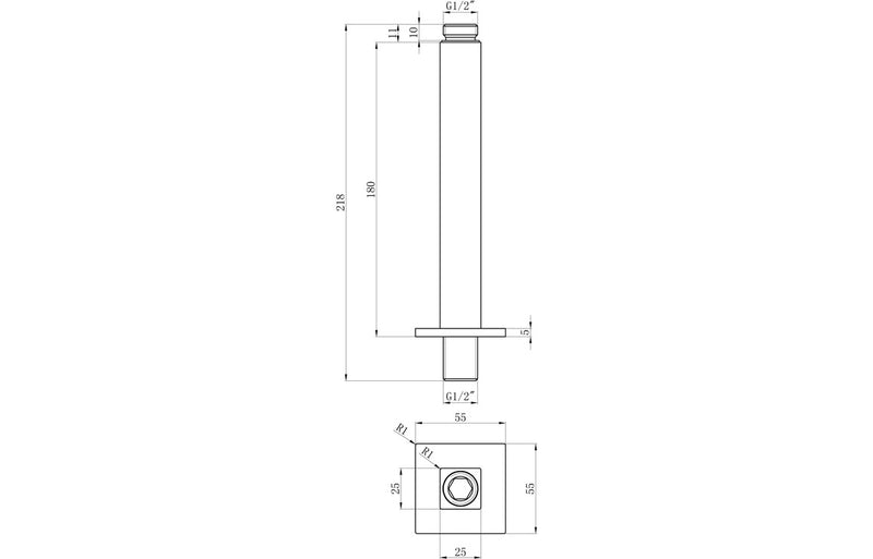 Mineral 180mm Square Ceiling Arm - Brushed Brass - KPSB111567