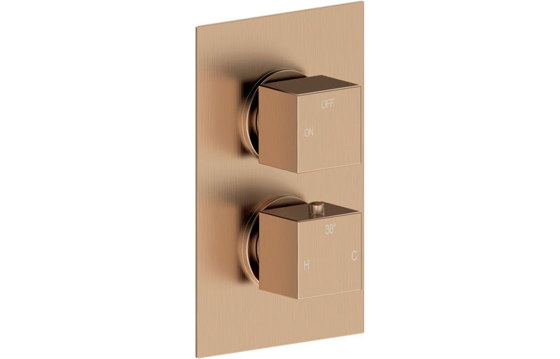 Mineral Thermostatic Single Outlet Twin Shower Valve - Brushed Bronze - KPSB111573