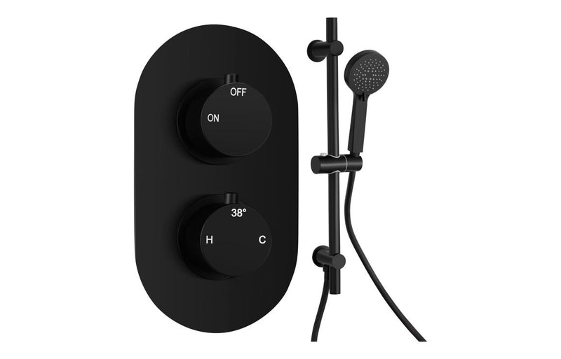 Hydro Round Shower Valve & Kit Pack 2 - Matt Black - KPSB111584