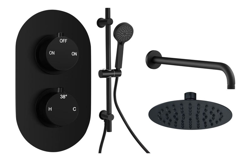 Hydro Round Shower Valve & Kit Pack 3 - Matt Black - KPSB111588