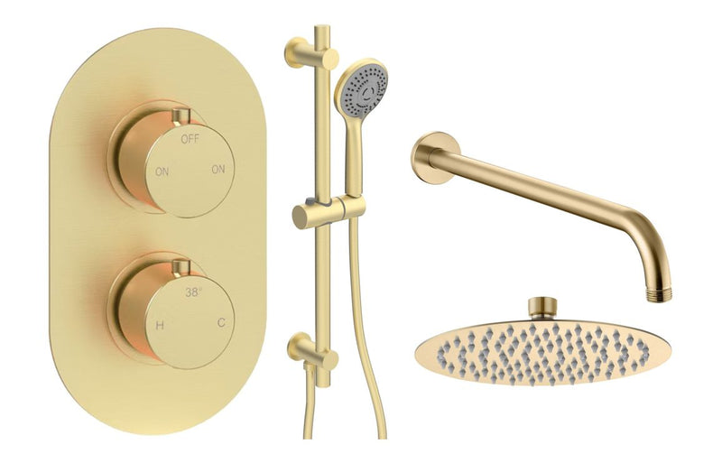 Hydro Round Shower Valve & Kit Pack 3 - Brushed Brass - KPSB111589