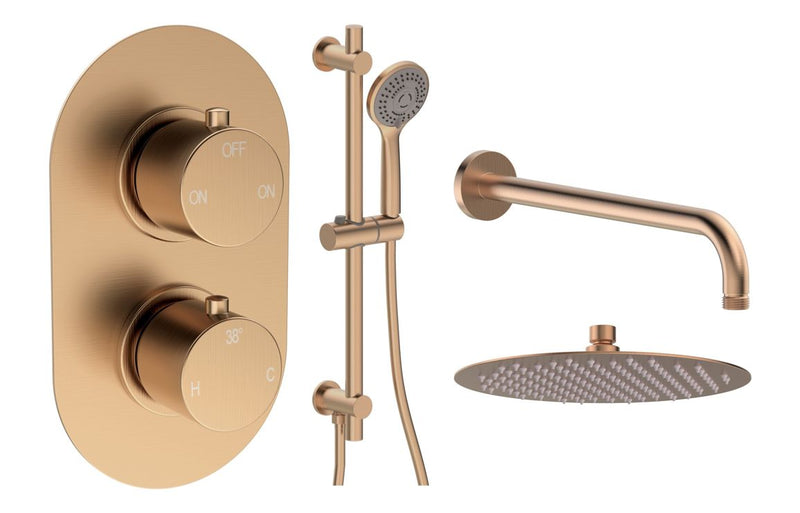 Hydro Round Shower Valve & Kit Pack 3 - Brushed Bronze - KPSB111590