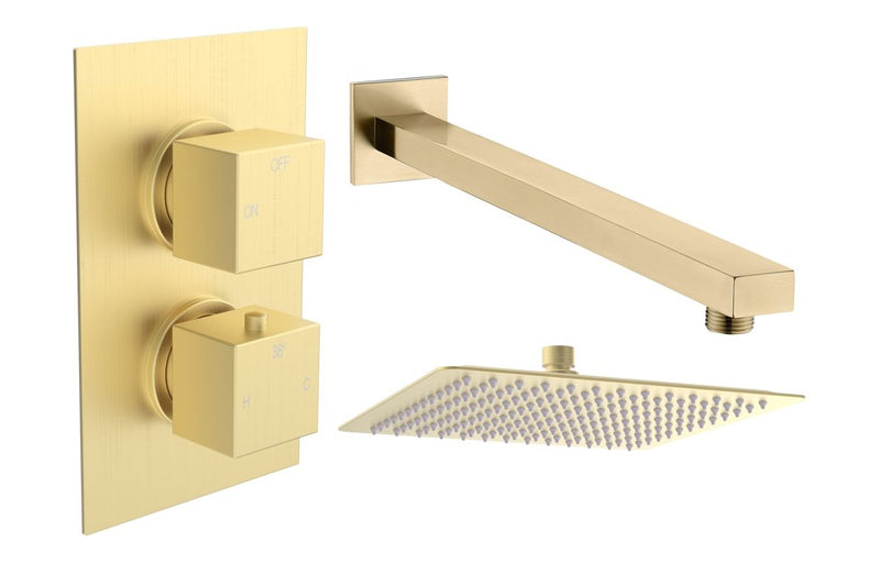 Mineral Square Shower Valve & Kit Pack 1 - Brushed Brass - KPSB111593