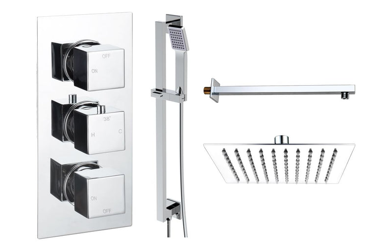 Mineral Square Shower Valve & Kit Pack 3 - Chrome - KPSB111599