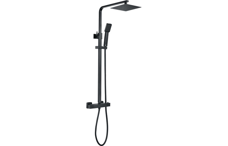 Square Thermostatic Bar Mixer w/Riser Kit - Matt Black - KPSB111609