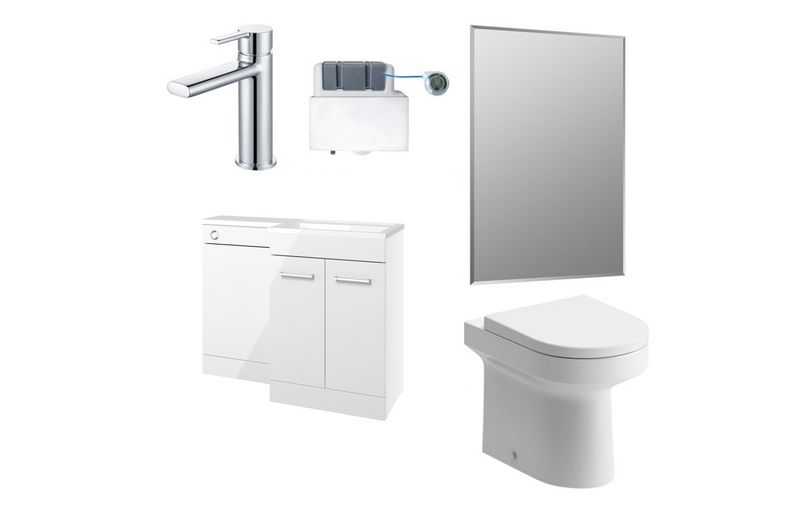 Carnation 1000mm Furniture & BTW WC Pack - White Gloss (RH) - KPSB111613