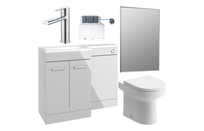 Carnation 1000mm Furniture & BTW WC Pack - Grey Gloss (LH) - KPSB111615
