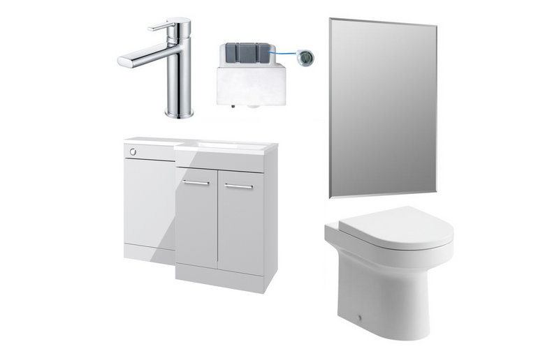Carnation 1000mm Furniture & BTW WC Pack - Grey Gloss (RH) - KPSB111616