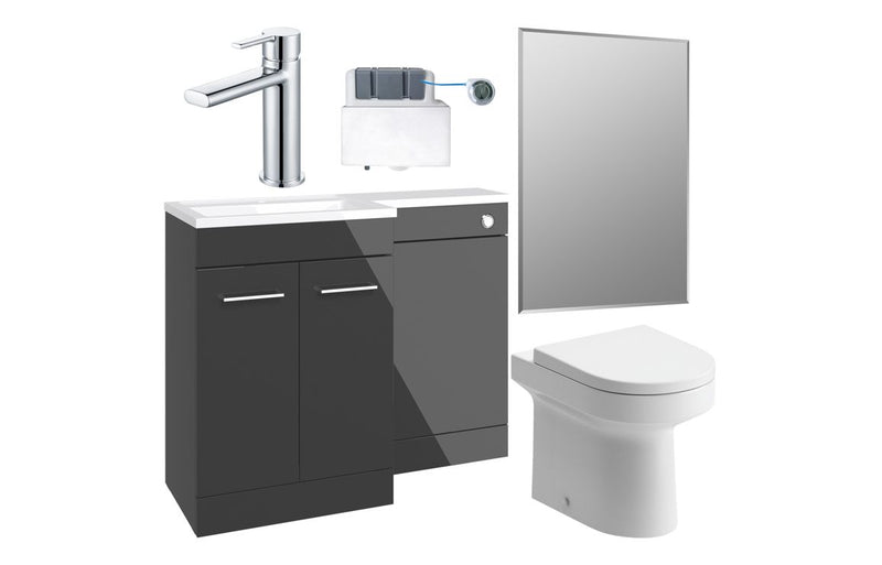 Carnation 1000mm Furniture & BTW WC Pack - Anthracite Gloss (LH) - KPSB111618