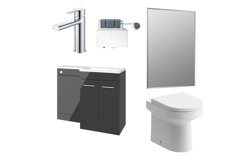 Carnation 1000mm Furniture & BTW WC Pack - Anthracite Gloss (RH) - KPSB111619