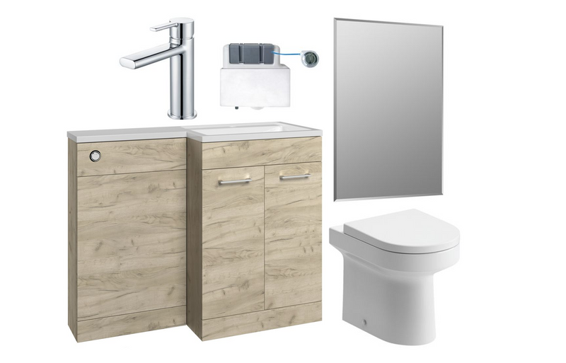 Carnation 1000mm Furniture & BTW WC Pack - Oak (RH) - KPSB111622