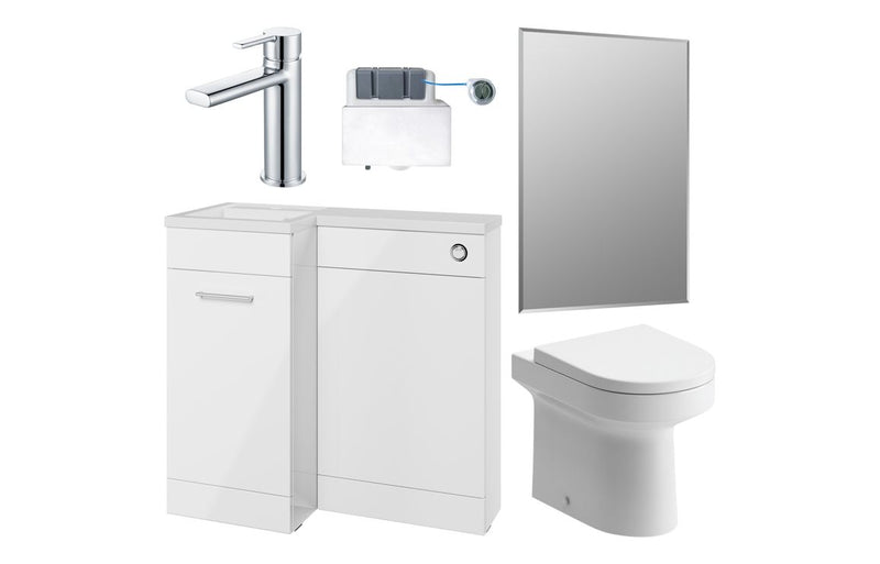 Carnation 900mm Furniture & BTW WC Pack - White Gloss (LH) - KPSB111624