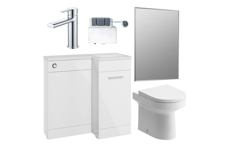 Carnation 900mm Furniture & BTW WC Pack - White Gloss (RH) - KPSB111625