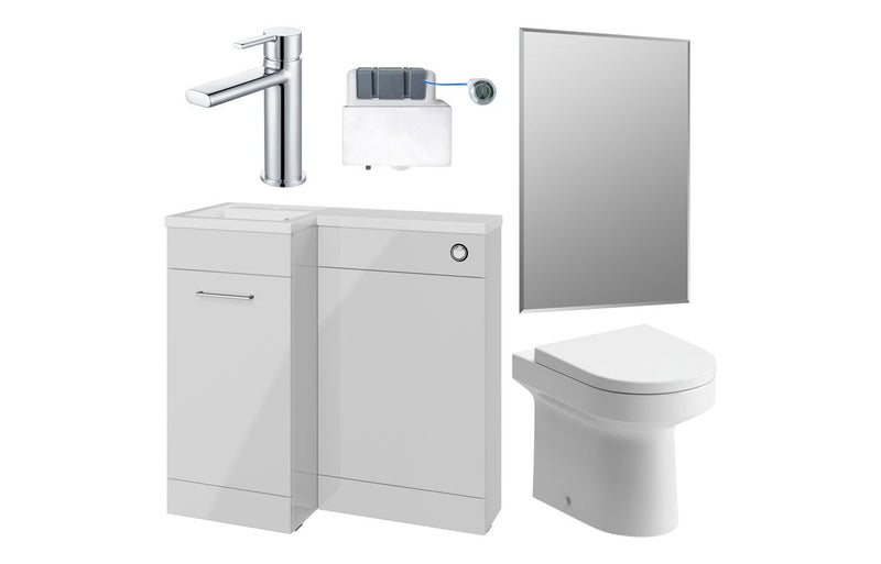 Carnation 900mm Furniture & BTW WC Pack - Grey Gloss (LH) - KPSB111627