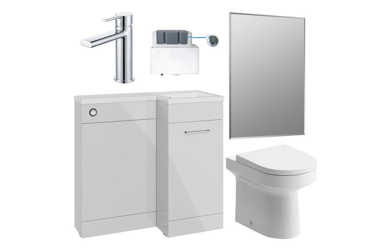 Carnation 900mm Furniture & BTW WC Pack - Grey Gloss (RH) - KPSB111628