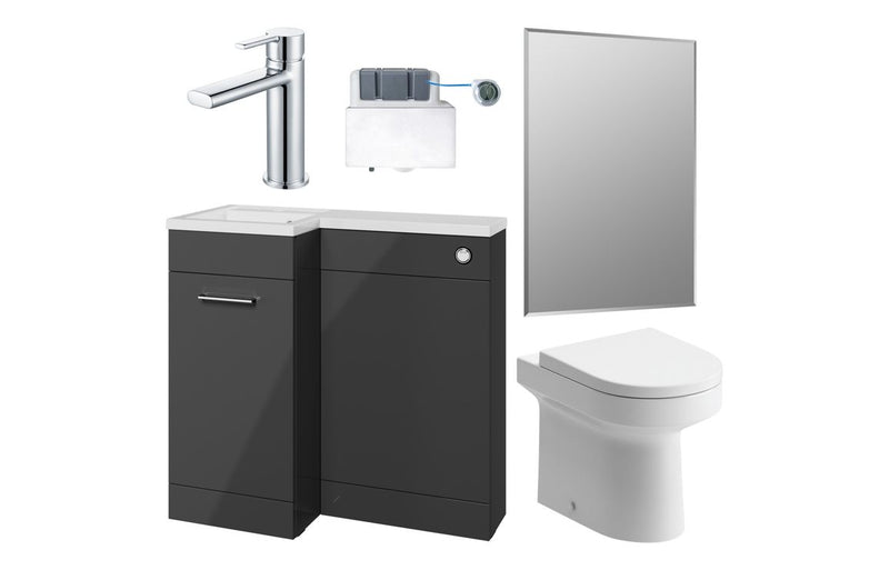 Carnation 900mm Furniture & BTW WC Pack - Anthracite Gloss (LH) - KPSB111630