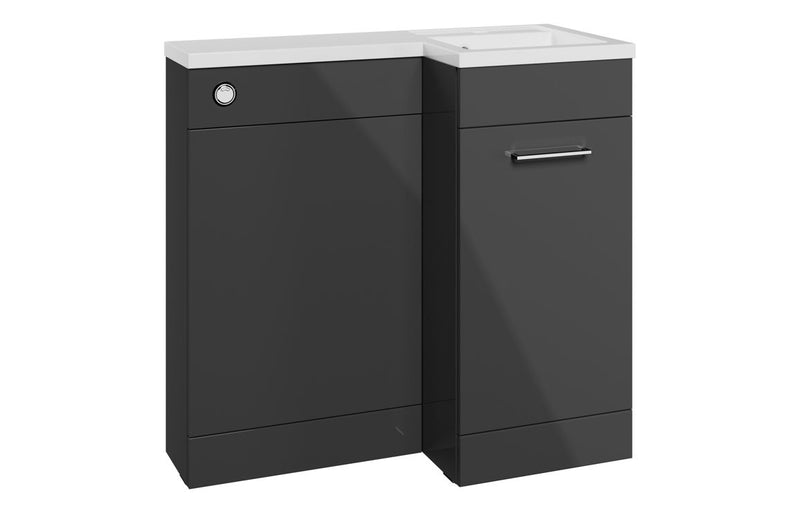 Carnation 900mm Furniture & BTW WC Pack - Anthracite Gloss (RH) - KPSB111631