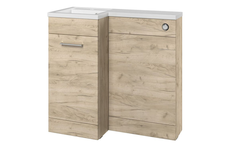 Carnation 900mm Furniture & BTW WC Pack - Oak (LH) - KPSB111633