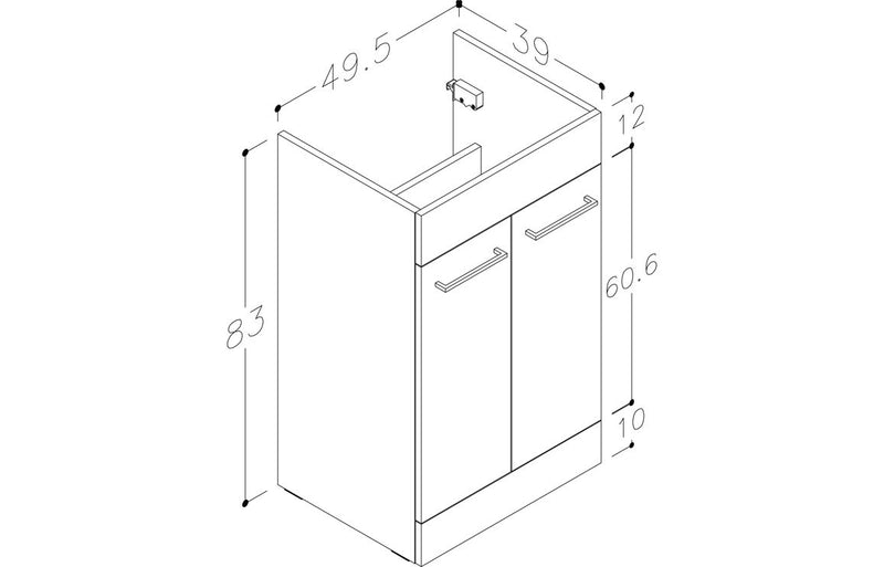 Carnation 1000mm F/S L-Shape Pack & Basin (LH) - White Gloss - KPSB111675