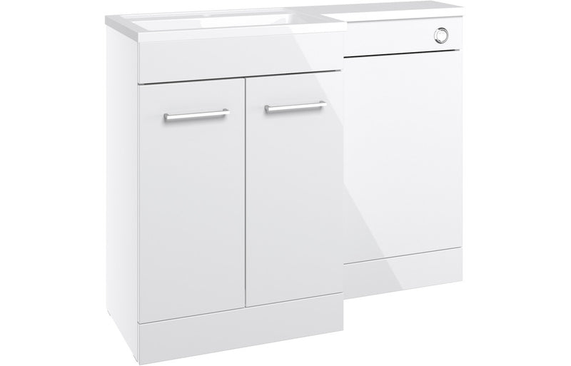 Carnation 1000mm F/S L-Shape Pack & Basin (RH) - White Gloss - KPSB111676