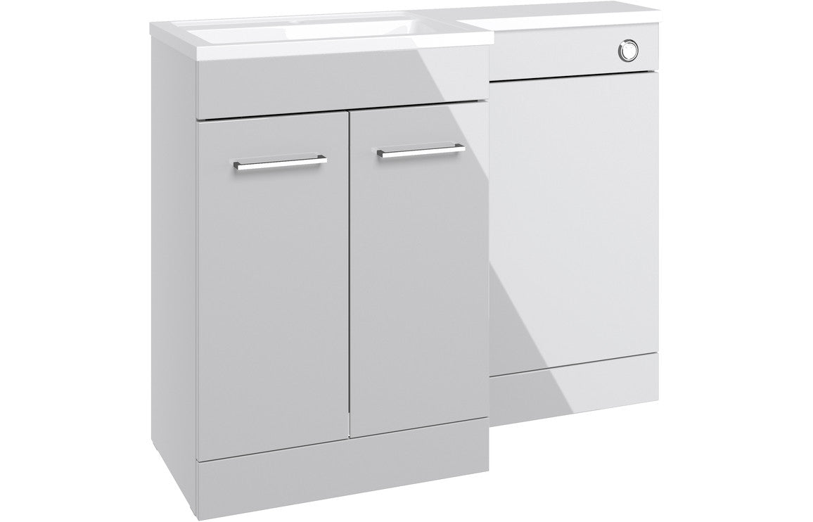 Carnation 1000mm F/S L-Shape Pack & Basin (RH) - Grey Gloss - KPSB1116 ...