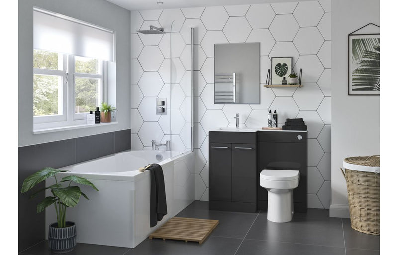 Carnation 1000mm F/S L-Shape Pack & Basin (LH) - Anthracite Gloss - KPSB111681