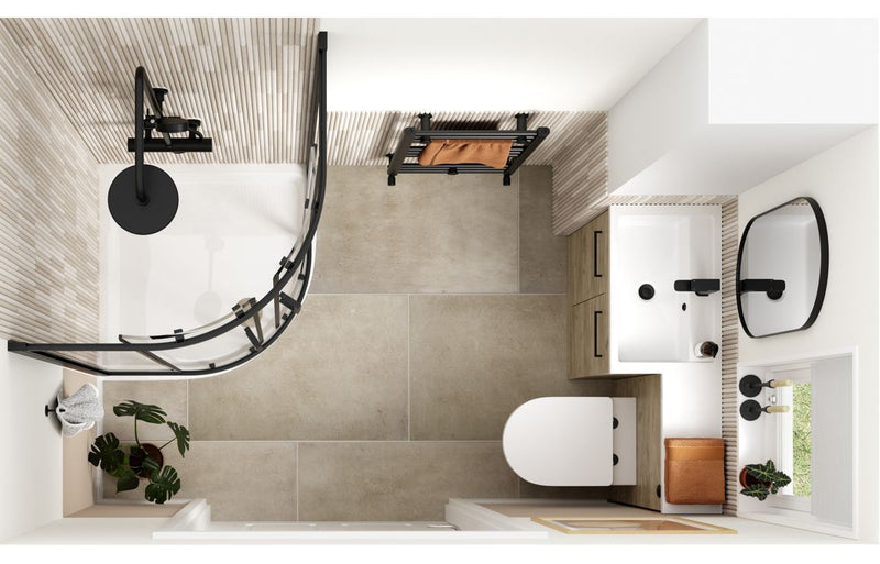 Carnation 900mm F/S L-Shape Pack & Basin (LH) - Oak - KPSB111696