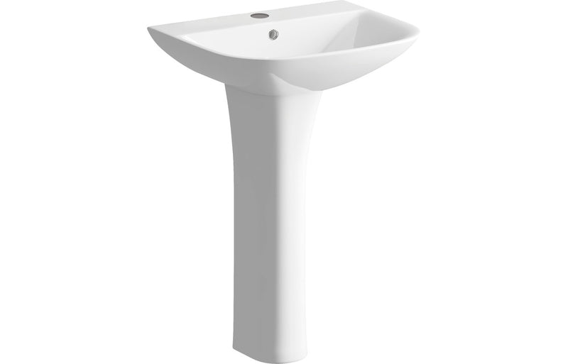 Ash 560x450mm 1TH Basin & Full Pedestal (Boxed) - KPSB1779