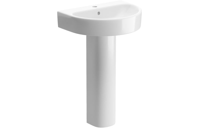 Hadlow 555x430mm 1TH Basin & Full Pedestal - KPSB1783